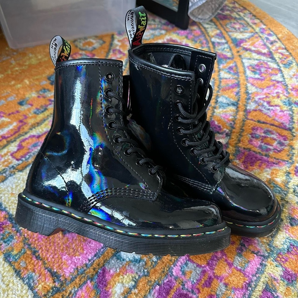Dr Martens 1460 Black Rainbow Patent Leather Boots